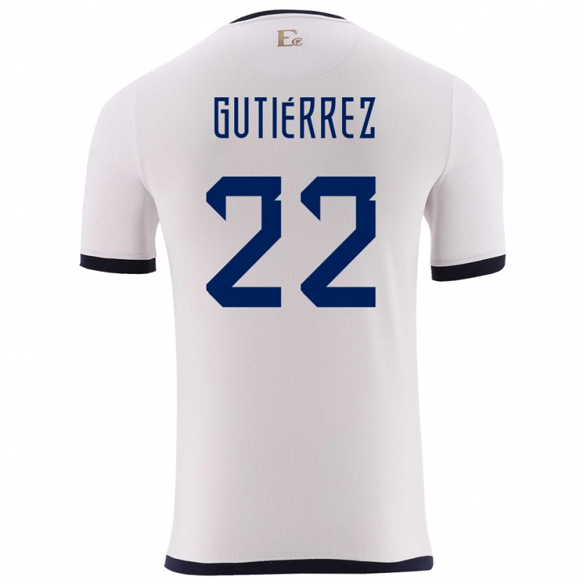 Kandiny Gyermek Ecuador Melanie Gutierrez #22 Fehér Idegenbeli Jersey 24-26 Mez Póló Ing