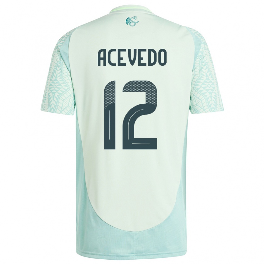 Kandiny Gyermek Mexikó Carlos Acevedo #12 Vászonzöld Idegenbeli Jersey 24-26 Mez Póló Ing