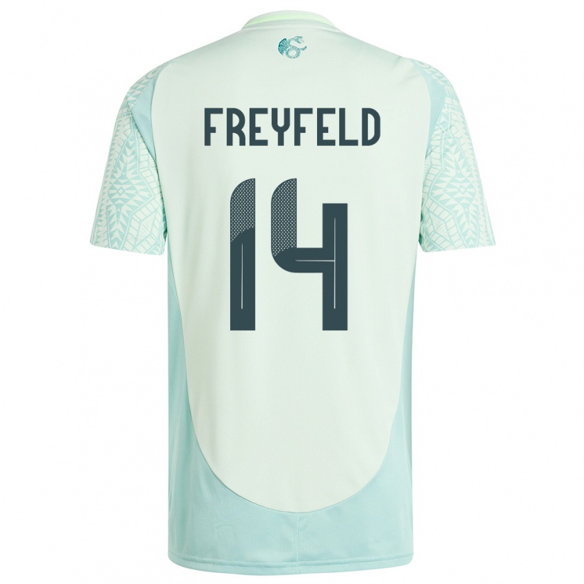 Kandiny Gyermek Mexikó Emiliano Freyfeld #14 Vászonzöld Idegenbeli Jersey 24-26 Mez Póló Ing