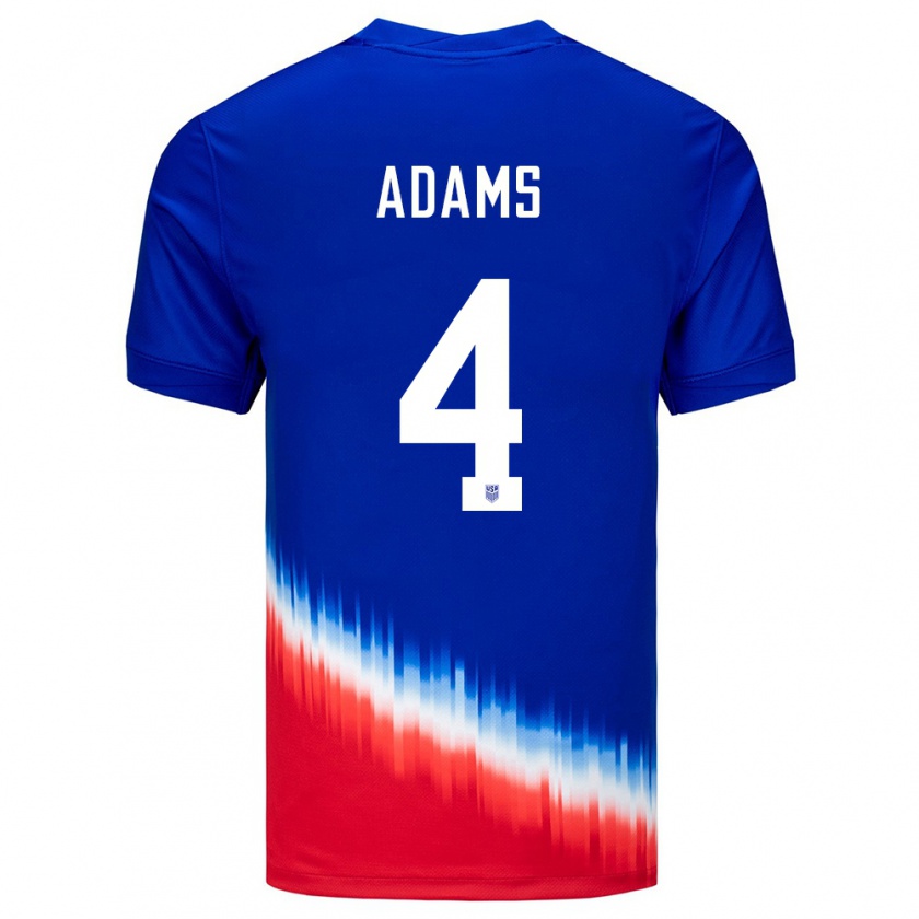 Kandiny Gyermek Egyesült Államok Tyler Adams #4 Kék Idegenbeli Jersey 24-26 Mez Póló Ing