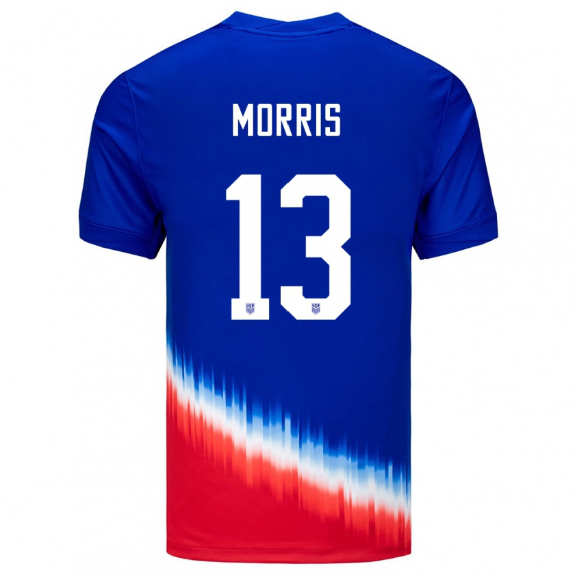 Kandiny Gyermek Egyesült Államok Jordan Morris #13 Kék Idegenbeli Jersey 24-26 Mez Póló Ing