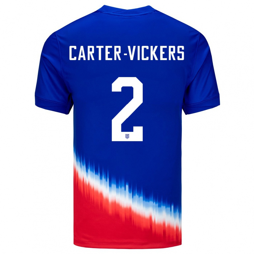 Kandiny Gyermek Egyesült Államok Cameron Carter-Vickers #2 Kék Idegenbeli Jersey 24-26 Mez Póló Ing