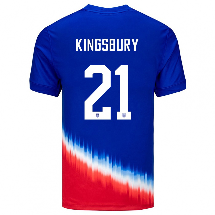 Kandiny Gyermek Egyesült Államok Aubrey Kingsbury #21 Kék Idegenbeli Jersey 24-26 Mez Póló Ing