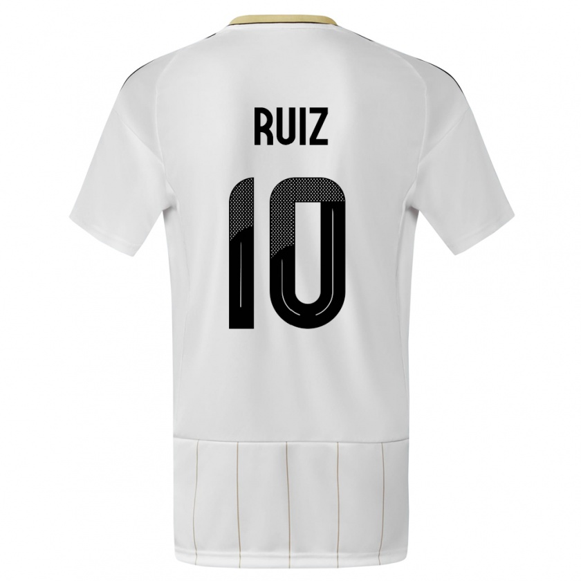 Kandiny Gyermek Costa Rica Bryan Ruiz #10 Fehér Idegenbeli Jersey 24-26 Mez Póló Ing