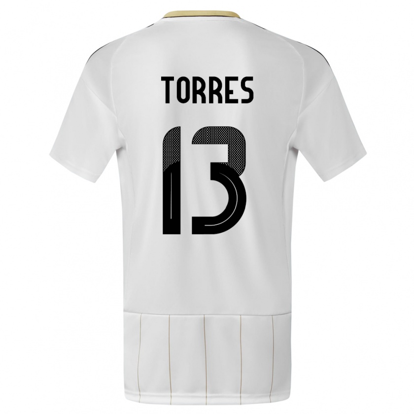 Kandiny Gyermek Costa Rica Gerson Torres #13 Fehér Idegenbeli Jersey 24-26 Mez Póló Ing