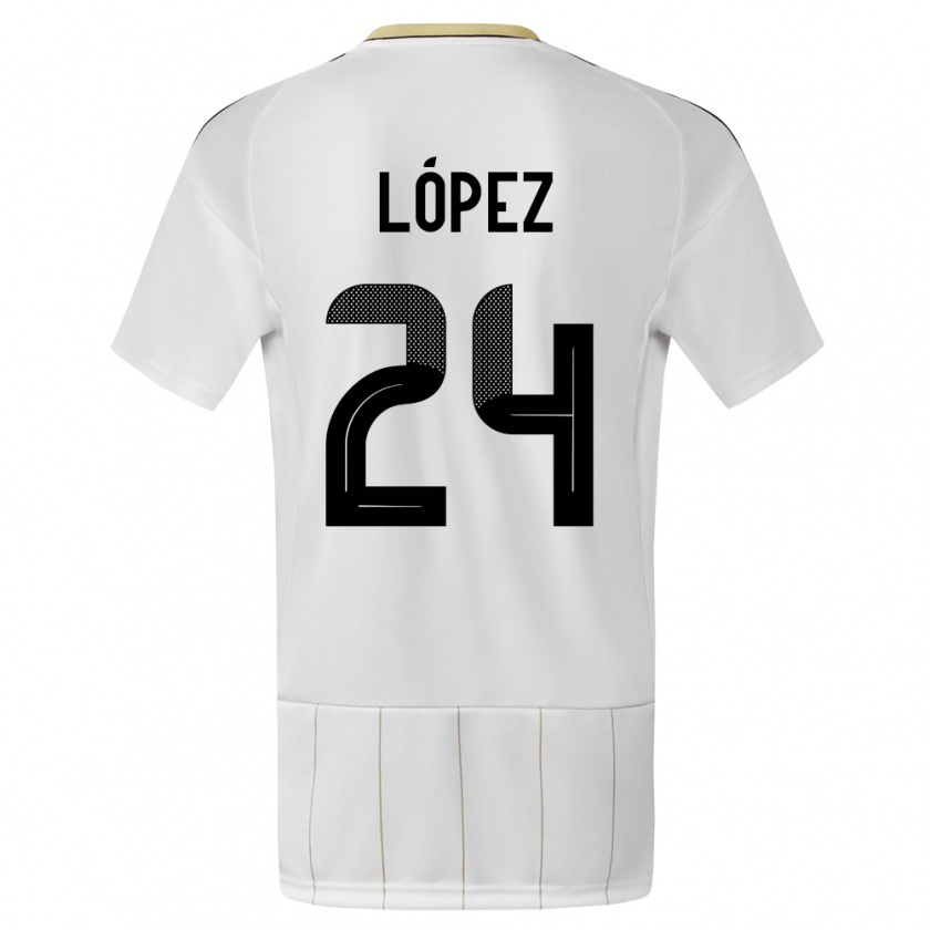 Kandiny Gyermek Costa Rica Douglas Lopez #24 Fehér Idegenbeli Jersey 24-26 Mez Póló Ing