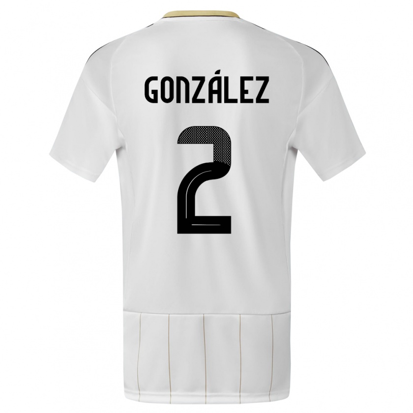 Kandiny Gyermek Costa Rica Julian Gonzalez #2 Fehér Idegenbeli Jersey 24-26 Mez Póló Ing