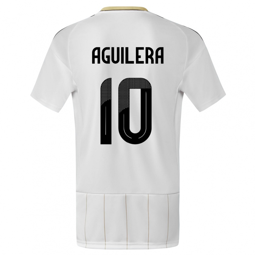 Kandiny Gyermek Costa Rica Brandon Aguilera #10 Fehér Idegenbeli Jersey 24-26 Mez Póló Ing