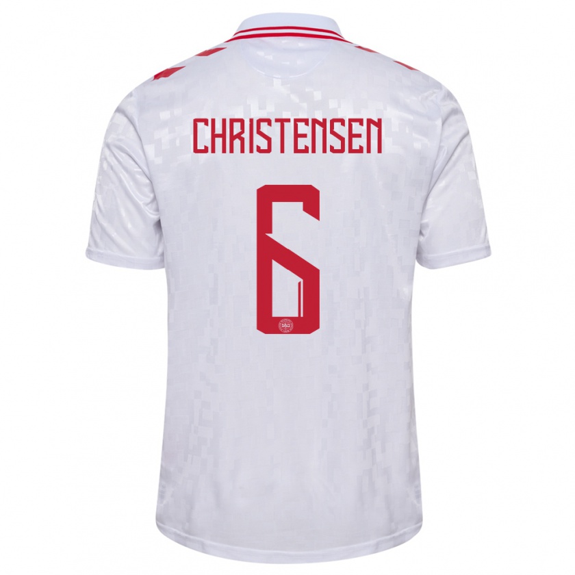 Kandiny Gyermek Dánia Andreas Christensen #6 Fehér Idegenbeli Jersey 24-26 Mez Póló Ing