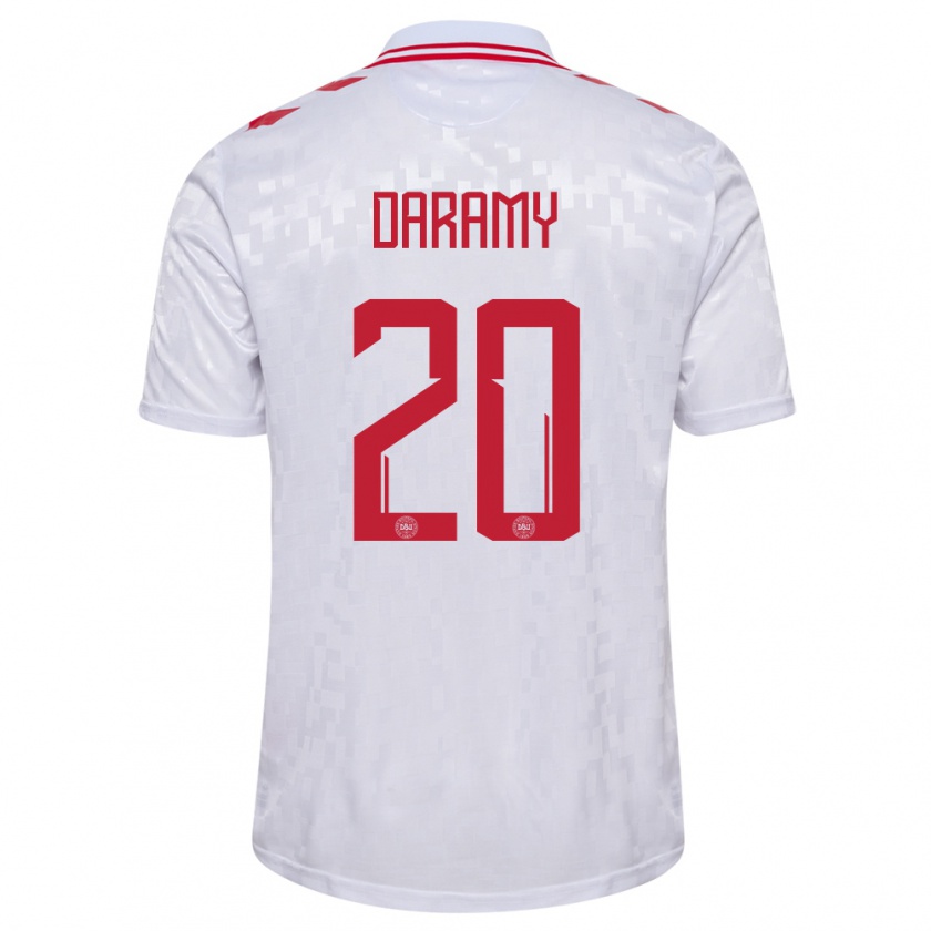 Kandiny Gyermek Dánia Mohamed Daramy #20 Fehér Idegenbeli Jersey 24-26 Mez Póló Ing