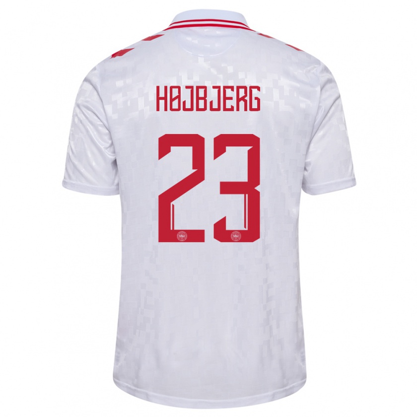 Kandiny Gyermek Dánia Pierre-Emile Højbjerg #23 Fehér Idegenbeli Jersey 24-26 Mez Póló Ing