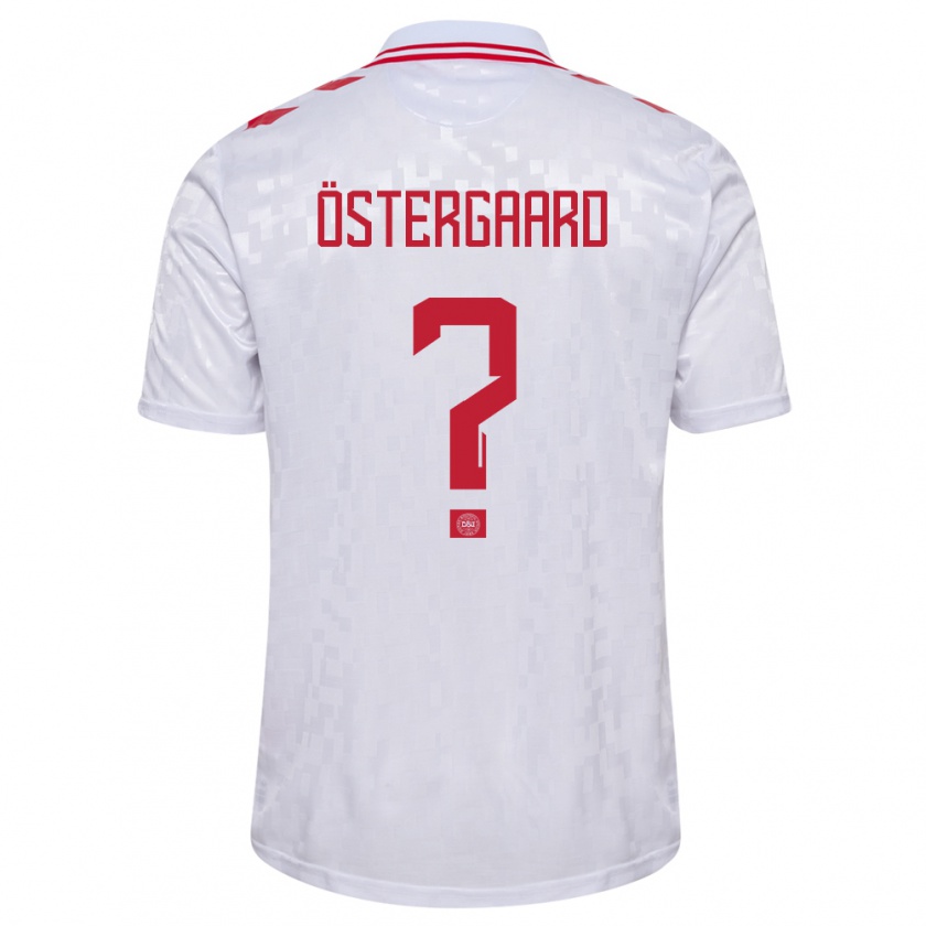 Kandiny Gyermek Dánia Christian Östergaard #0 Fehér Idegenbeli Jersey 24-26 Mez Póló Ing