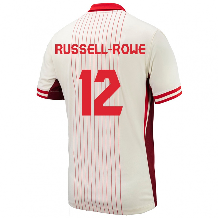 Kandiny Gyermek Kanada Jacen Russell-Rowe #12 Fehér Idegenbeli Jersey 24-26 Mez Póló Ing