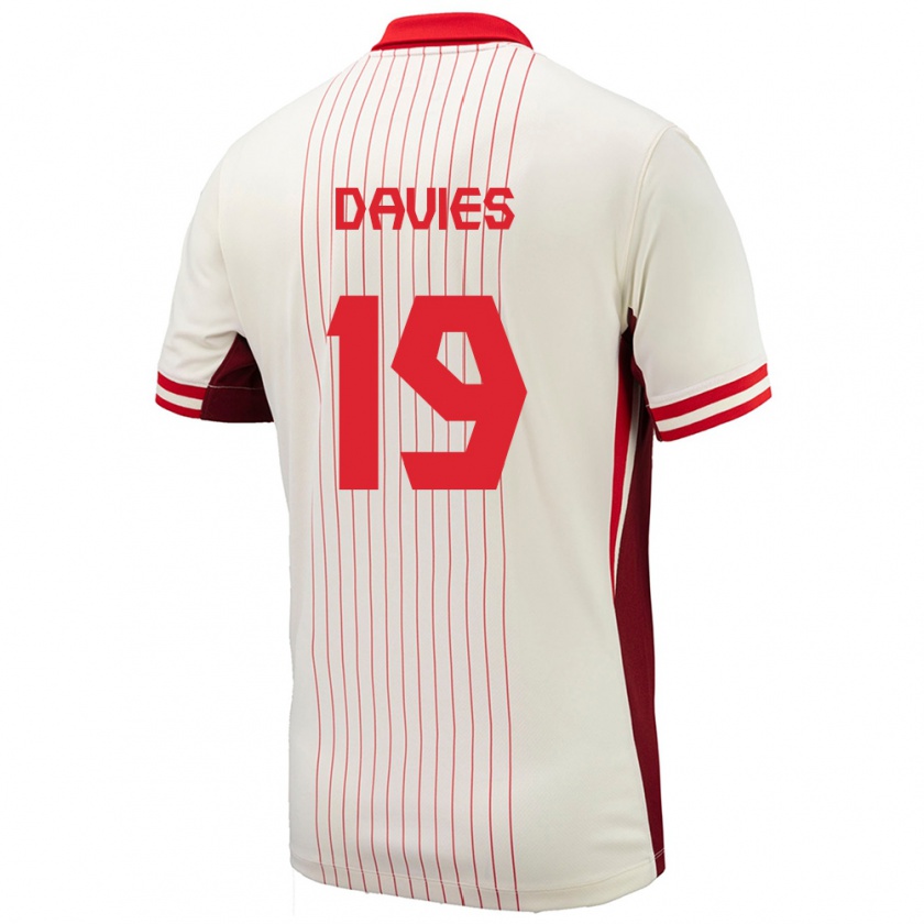 Kandiny Gyermek Kanada Alphonso Davies #19 Fehér Idegenbeli Jersey 24-26 Mez Póló Ing