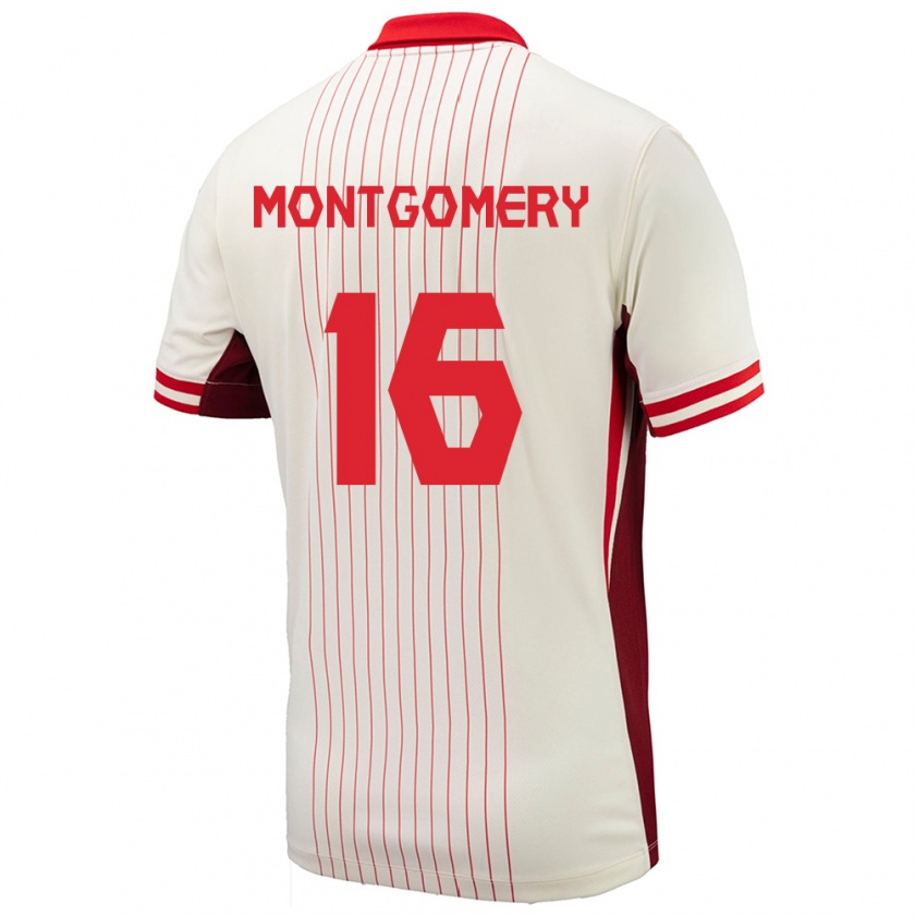 Kandiny Gyermek Kanada Callum Montgomery #16 Fehér Idegenbeli Jersey 24-26 Mez Póló Ing