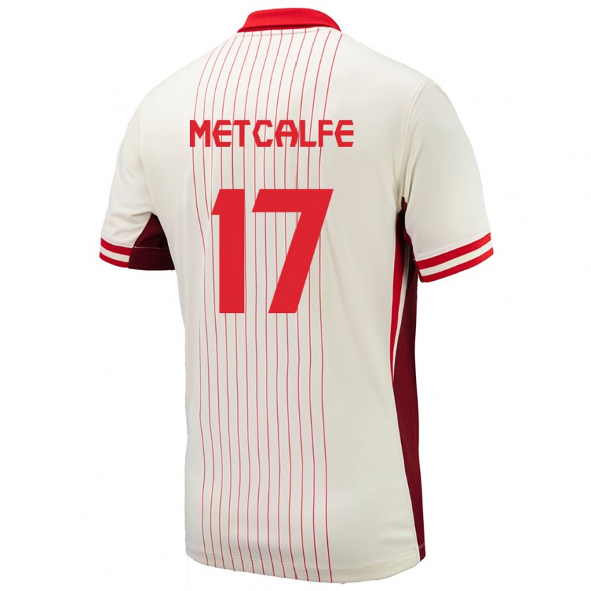 Kandiny Gyermek Kanada Patrick Metcalfe #17 Fehér Idegenbeli Jersey 24-26 Mez Póló Ing