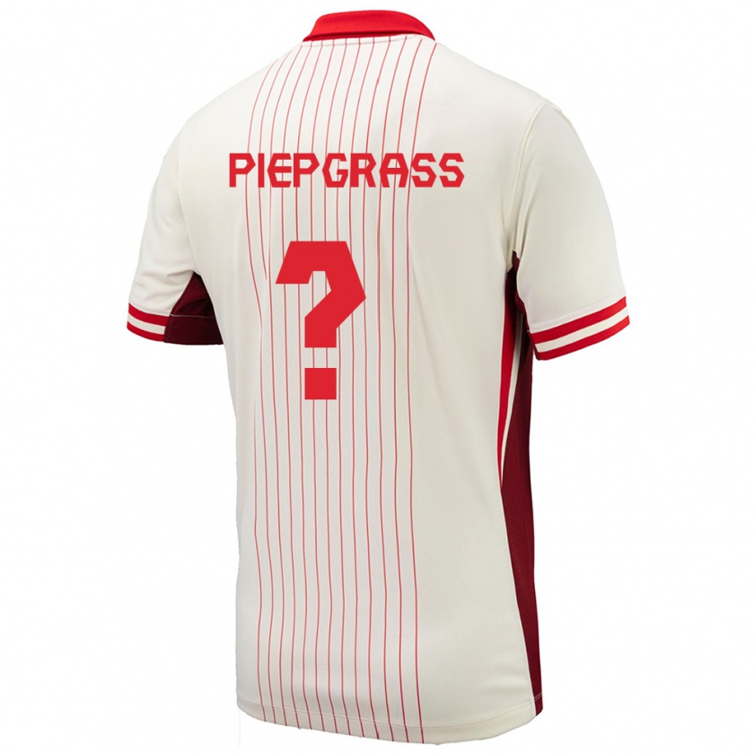 Kandiny Gyermek Kanada Max Piepgrass #0 Fehér Idegenbeli Jersey 24-26 Mez Póló Ing