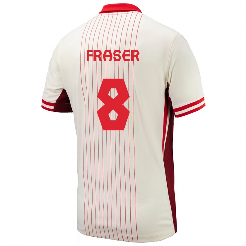 Kandiny Gyermek Kanada Liam Fraser #8 Fehér Idegenbeli Jersey 24-26 Mez Póló Ing