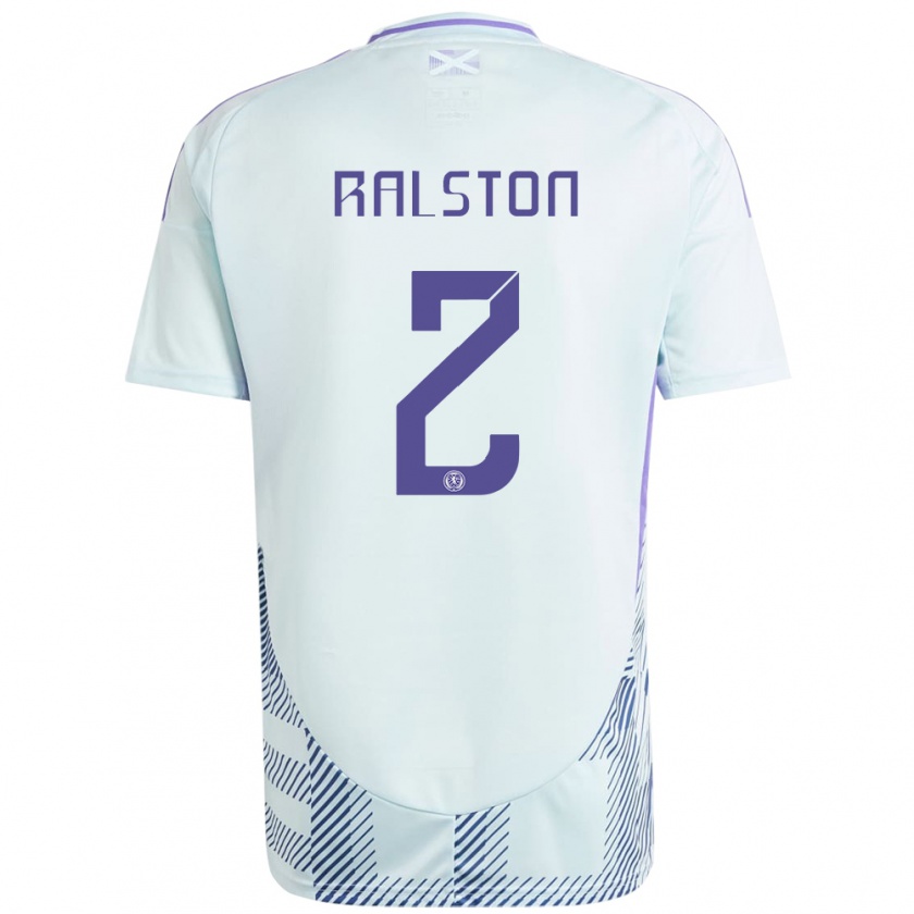 Kandiny Gyermek Skócia Anthony Ralston #2 Világos Menta Kék Idegenbeli Jersey 24-26 Mez Póló Ing