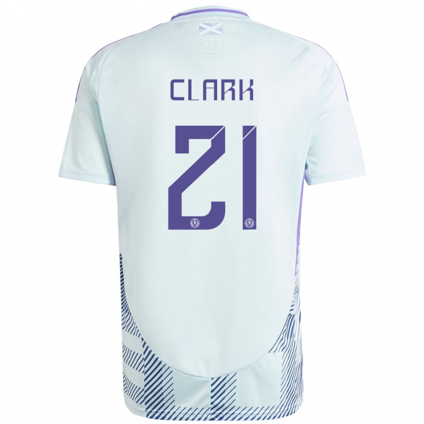 Kandiny Gyermek Skócia Zander Clark #21 Világos Menta Kék Idegenbeli Jersey 24-26 Mez Póló Ing