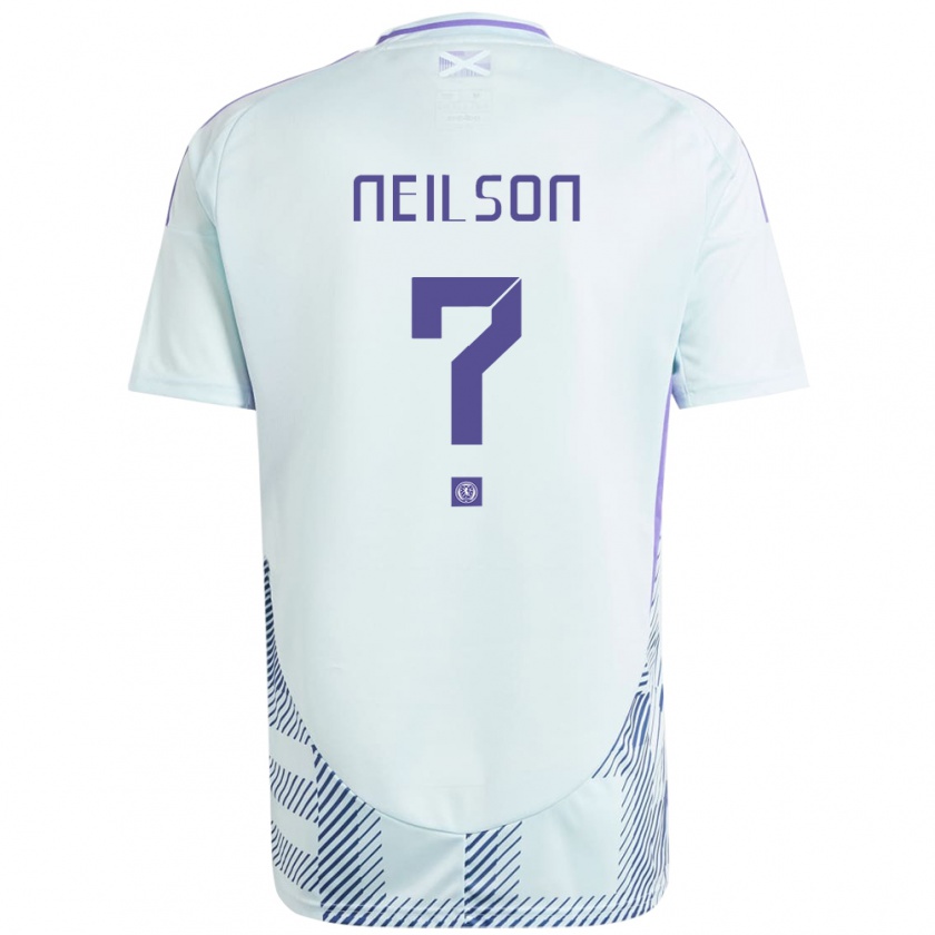 Kandiny Gyermek Skócia Lewis Neilson #0 Világos Menta Kék Idegenbeli Jersey 24-26 Mez Póló Ing