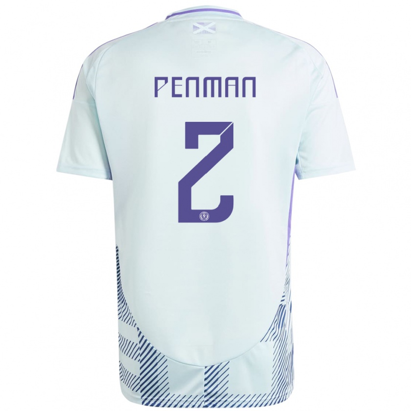 Kandiny Gyermek Skócia Callum Penman #2 Világos Menta Kék Idegenbeli Jersey 24-26 Mez Póló Ing