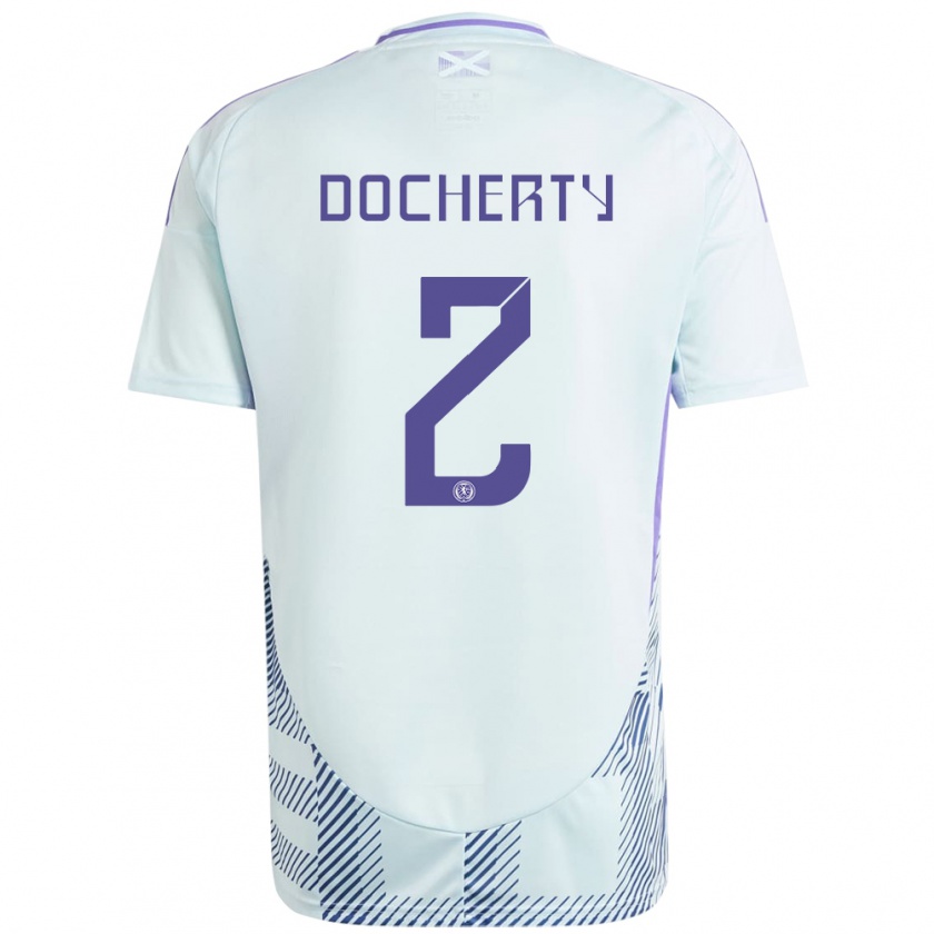 Kandiny Gyermek Skócia Nicola Docherty #2 Világos Menta Kék Idegenbeli Jersey 24-26 Mez Póló Ing