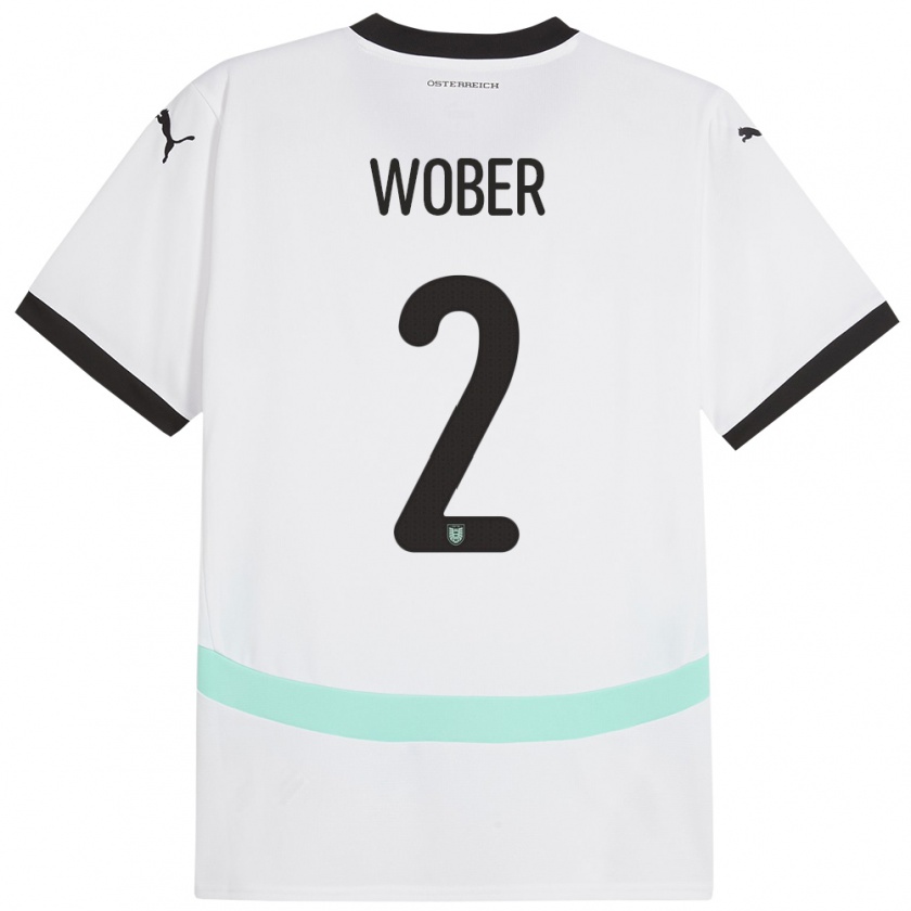 Kandiny Gyermek Ausztria Maximilian Wöber #2 Fehér Idegenbeli Jersey 24-26 Mez Póló Ing