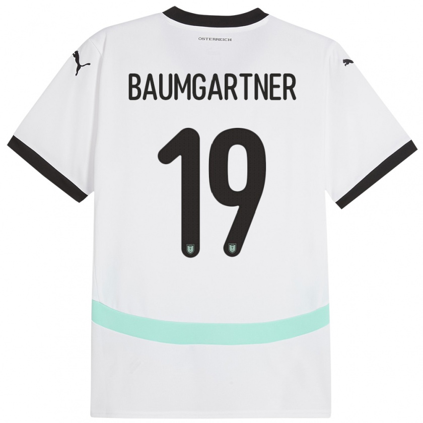 Kandiny Gyermek Ausztria Christoph Baumgartner #19 Fehér Idegenbeli Jersey 24-26 Mez Póló Ing