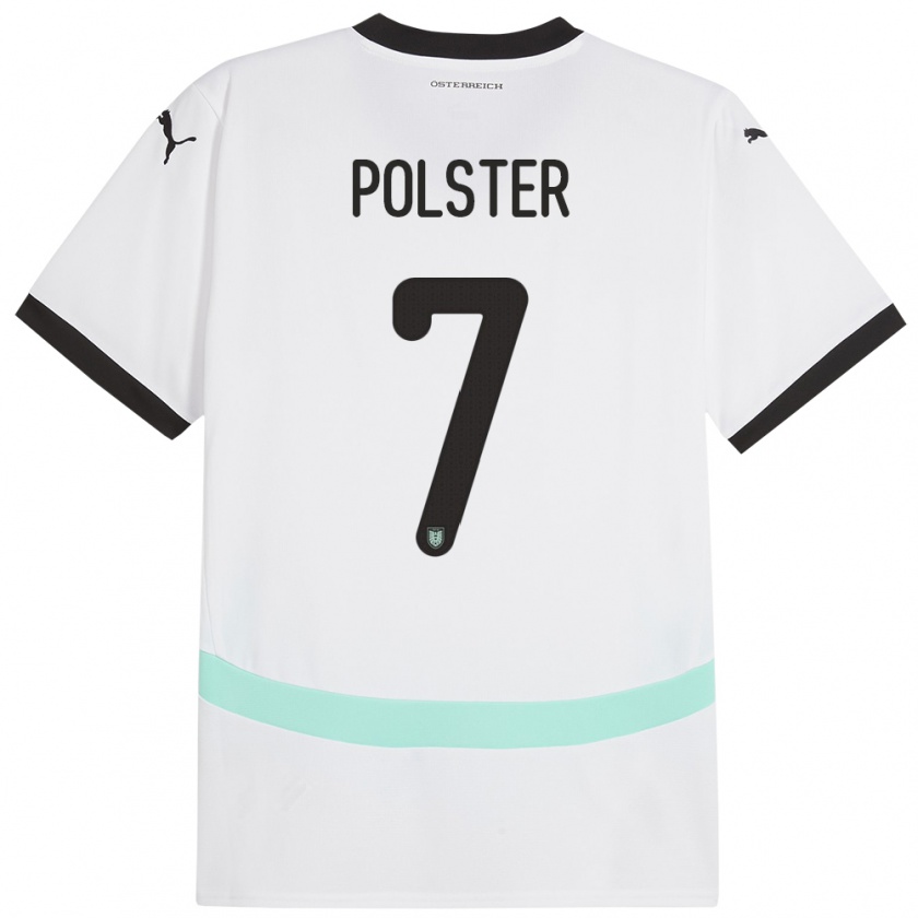 Kandiny Gyermek Ausztria Manuel Polster #7 Fehér Idegenbeli Jersey 24-26 Mez Póló Ing