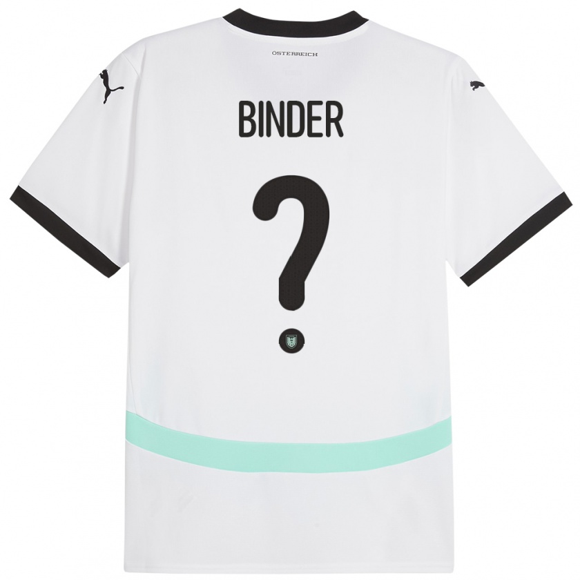 Kandiny Gyermek Ausztria Nicolas Binder #0 Fehér Idegenbeli Jersey 24-26 Mez Póló Ing