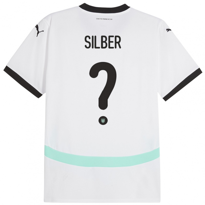 Kandiny Gyermek Ausztria Fabian Silber #0 Fehér Idegenbeli Jersey 24-26 Mez Póló Ing