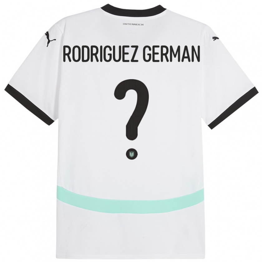 Kandiny Gyermek Ausztria Ryan Rodriguez German #0 Fehér Idegenbeli Jersey 24-26 Mez Póló Ing