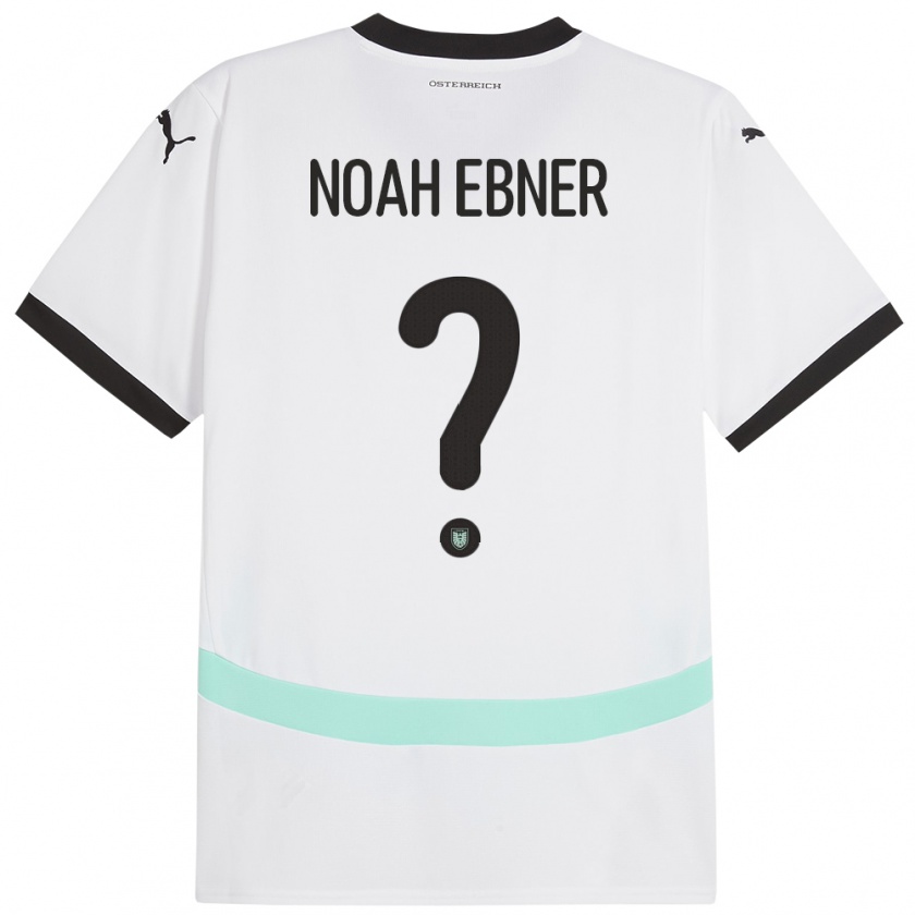 Kandiny Gyermek Ausztria Noah Ebner #0 Fehér Idegenbeli Jersey 24-26 Mez Póló Ing