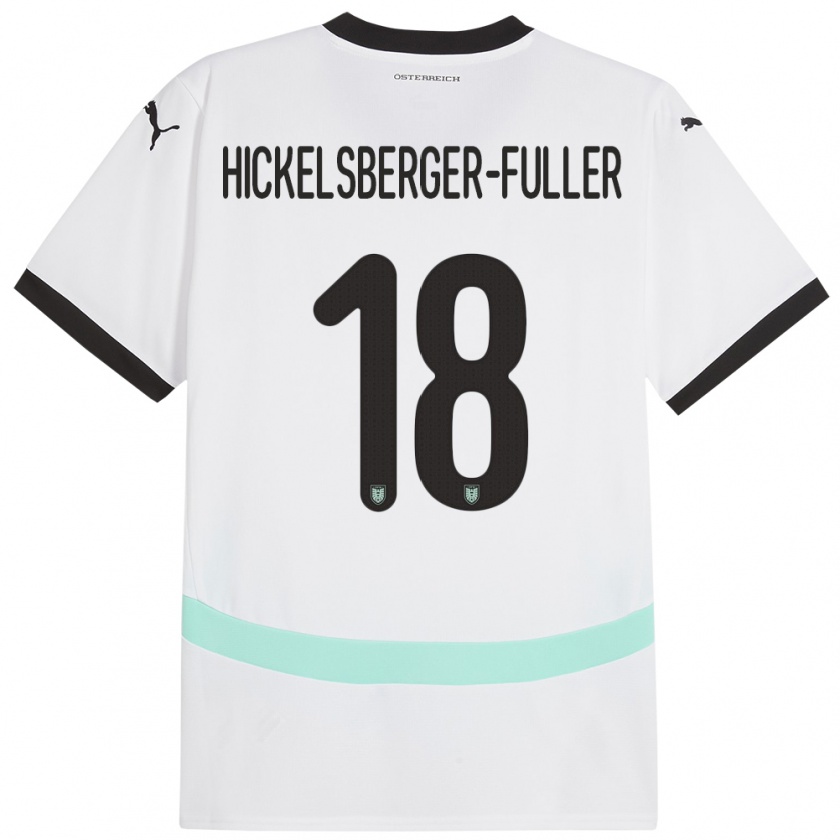 Kandiny Gyermek Ausztria Julia Hickelsberger-Füller #18 Fehér Idegenbeli Jersey 24-26 Mez Póló Ing