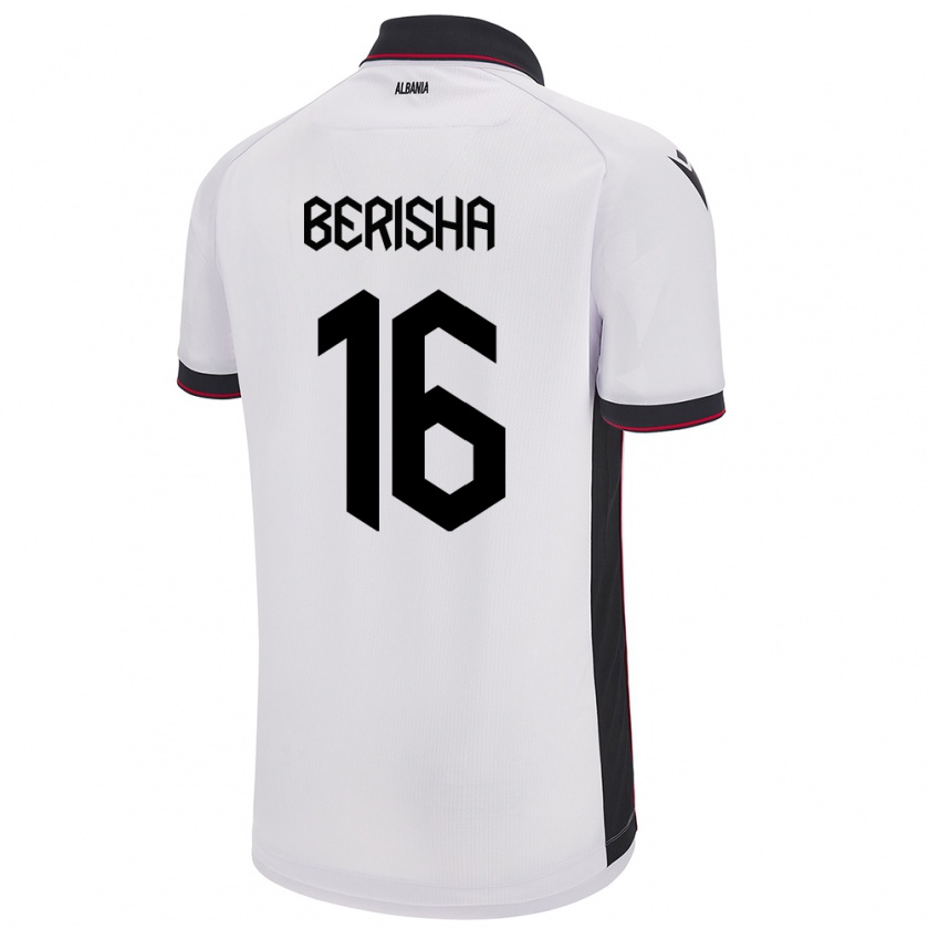 Kandiny Gyermek Albania Medon Berisha #16 Fehér Idegenbeli Jersey 24-26 Mez Póló Ing