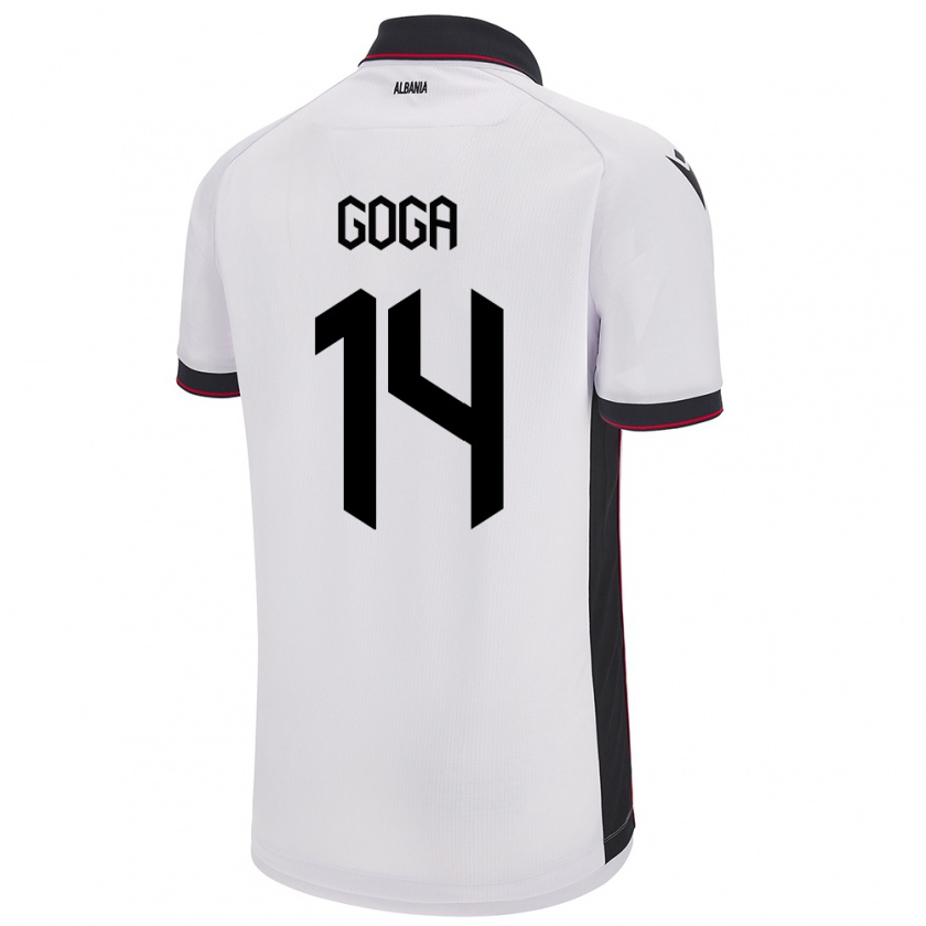 Kandiny Gyermek Albania Ergi Goga #14 Fehér Idegenbeli Jersey 24-26 Mez Póló Ing