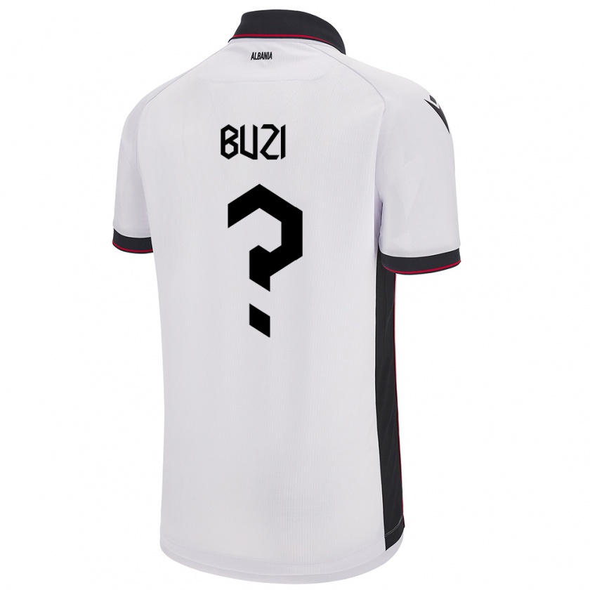 Kandiny Gyermek Albania Luis Buzi #0 Fehér Idegenbeli Jersey 24-26 Mez Póló Ing