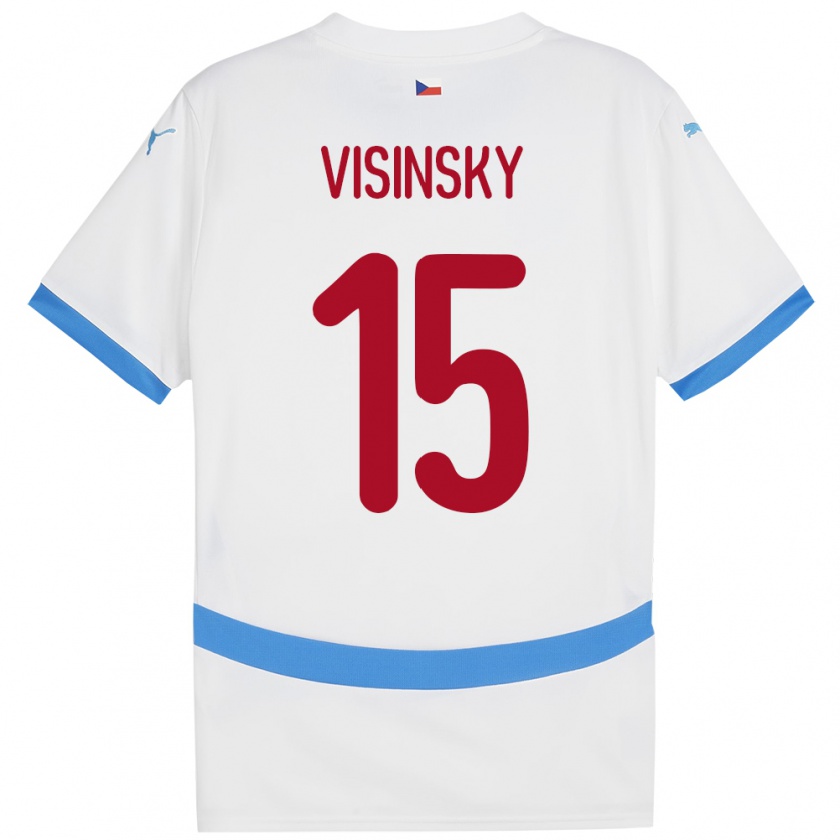 Kandiny Gyermek Csehország Denis Visinsky #15 Fehér Idegenbeli Jersey 24-26 Mez Póló Ing