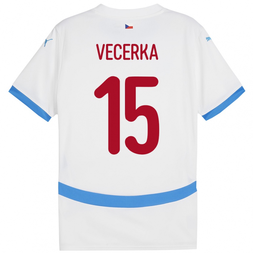 Kandiny Gyermek Csehország Dalibor Vecerka #15 Fehér Idegenbeli Jersey 24-26 Mez Póló Ing