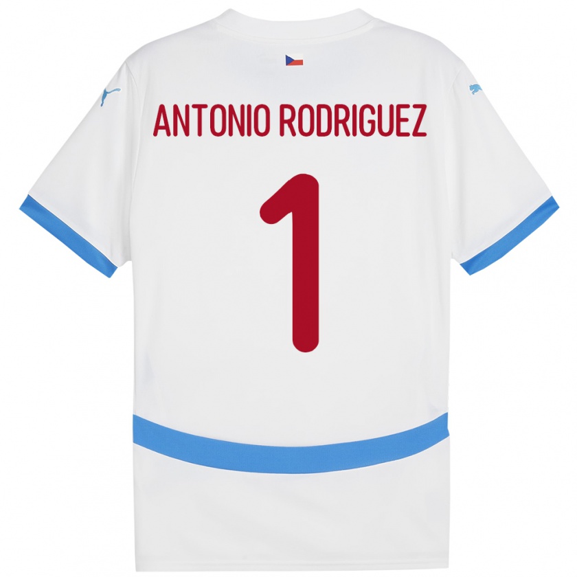 Kandiny Gyermek Csehország Pedro Antonio Rodriguez #1 Fehér Idegenbeli Jersey 24-26 Mez Póló Ing