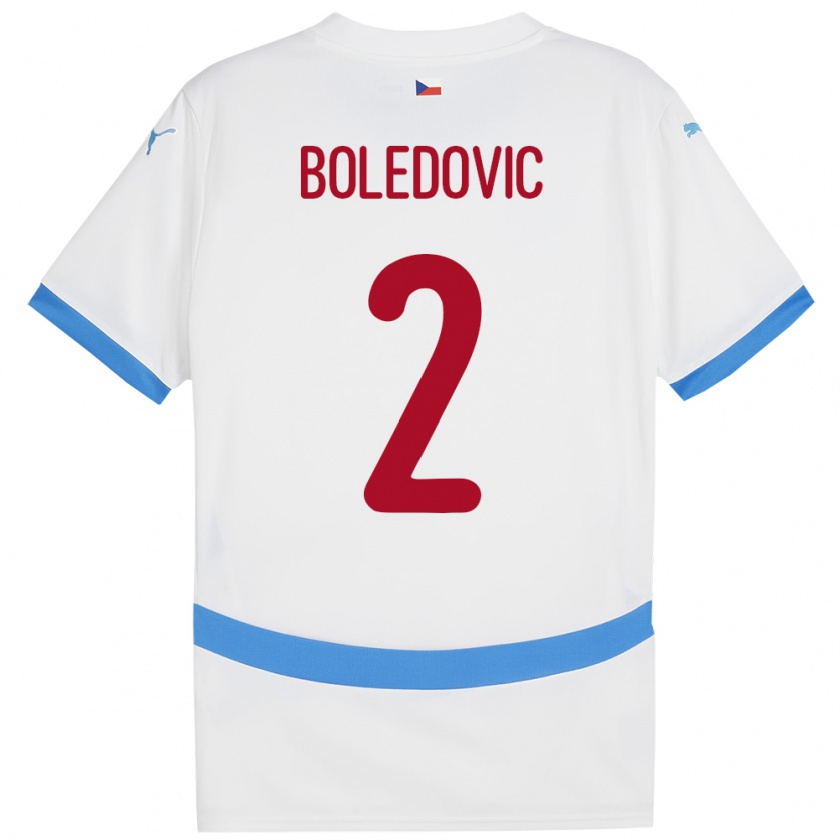 Kandiny Gyermek Csehország Tobias Boledovic #2 Fehér Idegenbeli Jersey 24-26 Mez Póló Ing