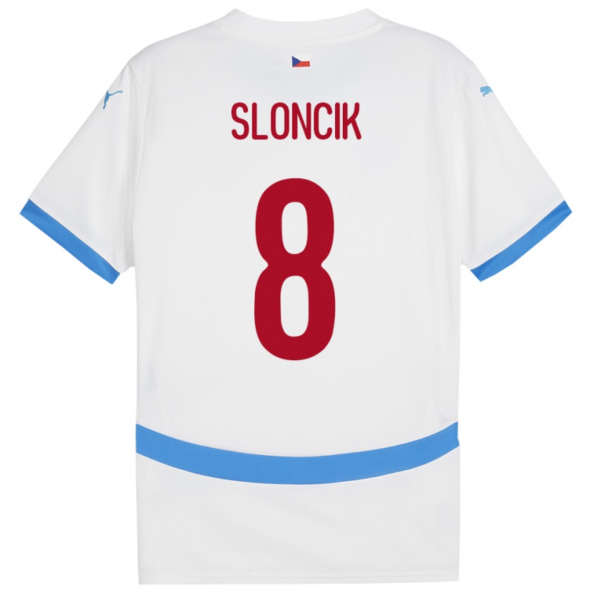 Kandiny Gyermek Csehország Simon Sloncik #8 Fehér Idegenbeli Jersey 24-26 Mez Póló Ing