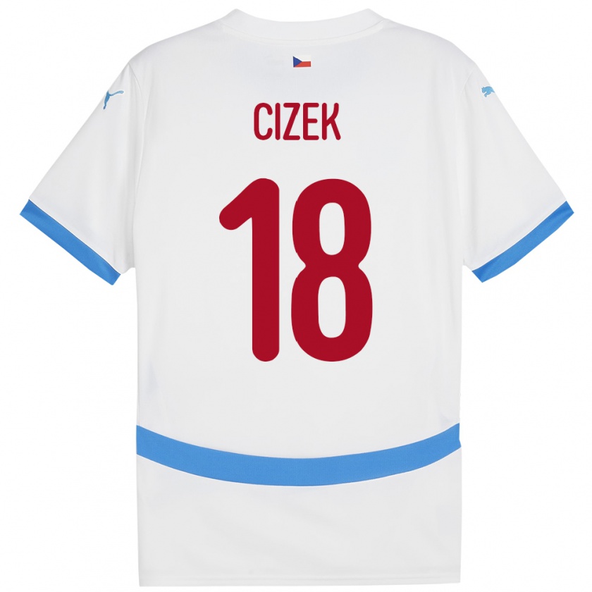 Kandiny Gyermek Csehország Krystof Cizek #18 Fehér Idegenbeli Jersey 24-26 Mez Póló Ing