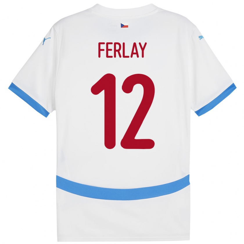 Kandiny Gyermek Csehország Ruben Ferlay #12 Fehér Idegenbeli Jersey 24-26 Mez Póló Ing