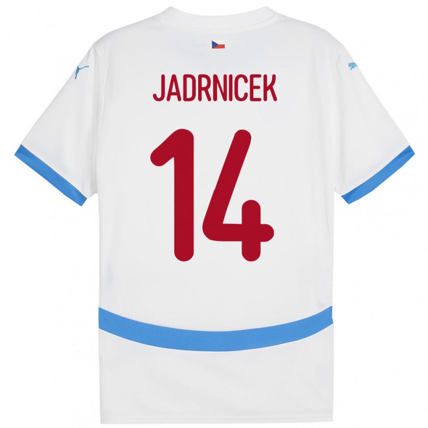 Kandiny Gyermek Csehország Nikola Jadrnicek #14 Fehér Idegenbeli Jersey 24-26 Mez Póló Ing