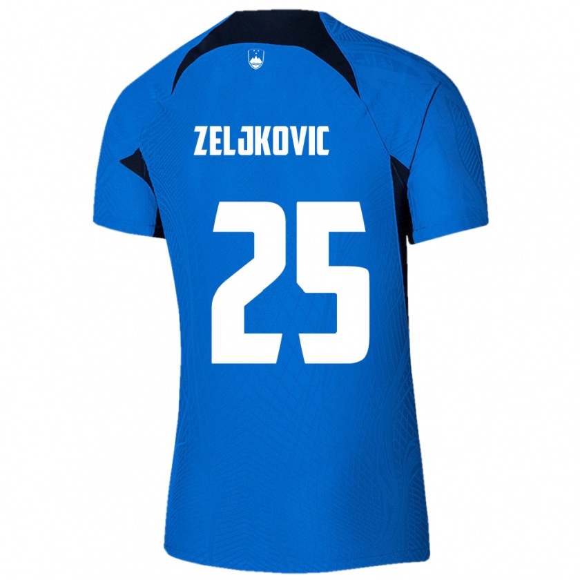 Kandiny Gyermek Szlovénia Adrian Zeljkovic #25 Kék Idegenbeli Jersey 24-26 Mez Póló Ing