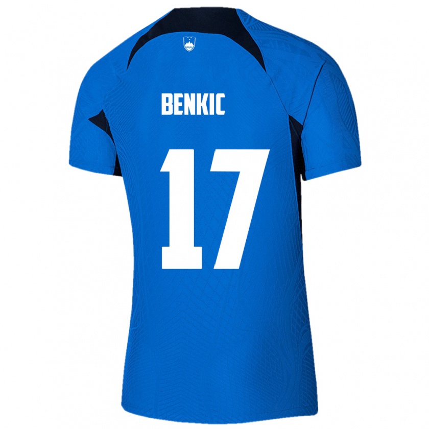 Kandiny Gyermek Szlovénia Kevin Benkic #17 Kék Idegenbeli Jersey 24-26 Mez Póló Ing