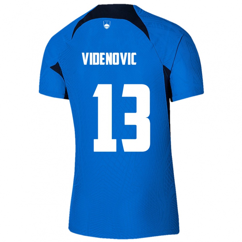 Kandiny Gyermek Szlovénia Denis Videnovic #13 Kék Idegenbeli Jersey 24-26 Mez Póló Ing