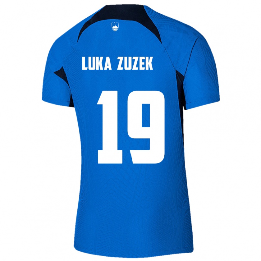 Kandiny Gyermek Szlovénia Zan Luka Zuzek #19 Kék Idegenbeli Jersey 24-26 Mez Póló Ing